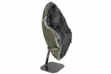 Sparkling, Silvery, Amethyst Geode With Metal Stand #118173-2